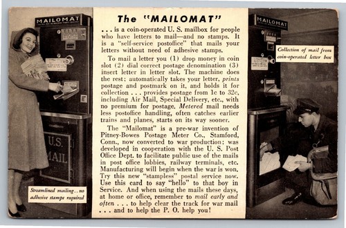 Wwii era mailomat postcard - era,